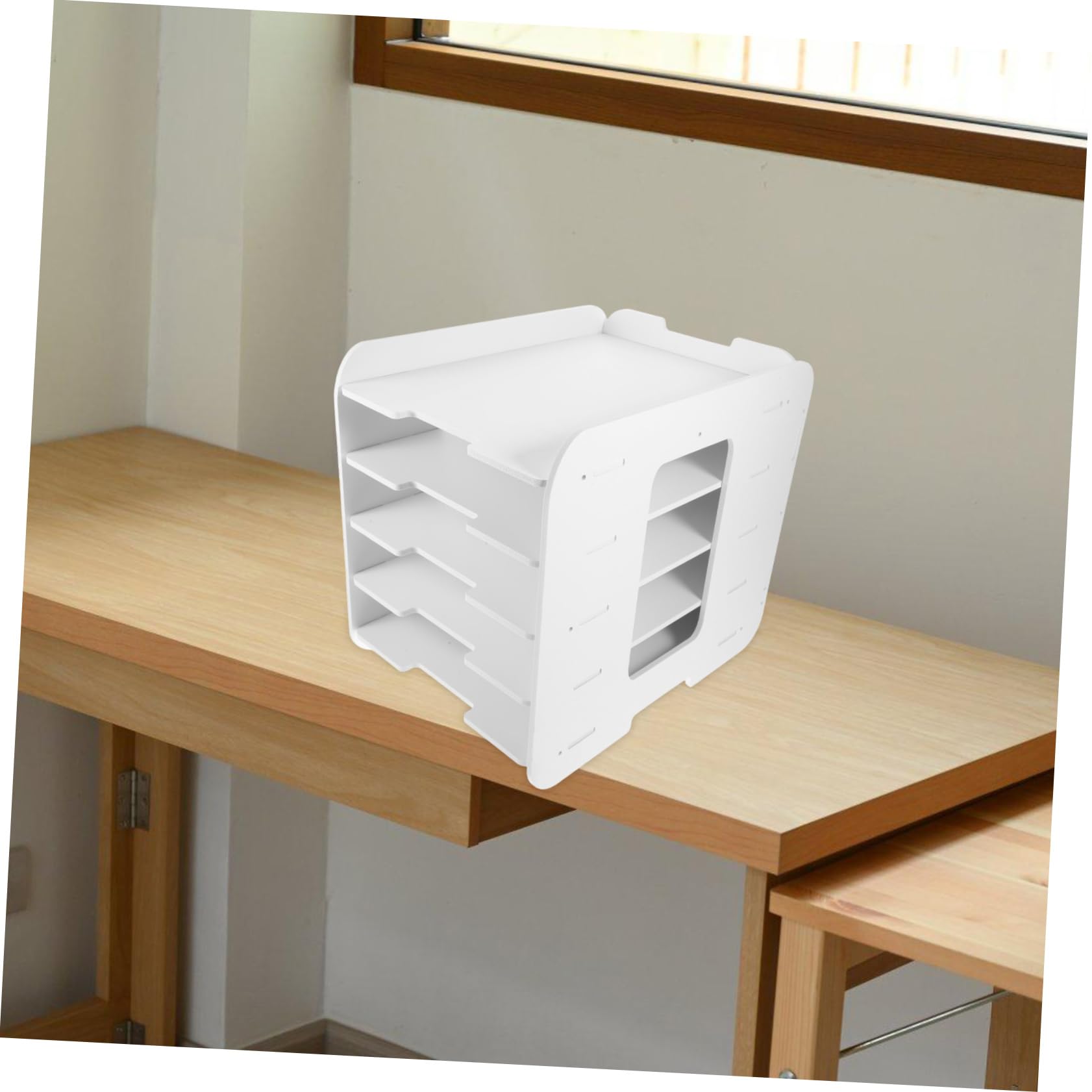 Angoily Portadocumenti Tavolo Organizzatore File in Plastica Ripiano Per Archiviazione File Riviste e Brochure Design Impilabile Per Ordine Sulla Scrivania