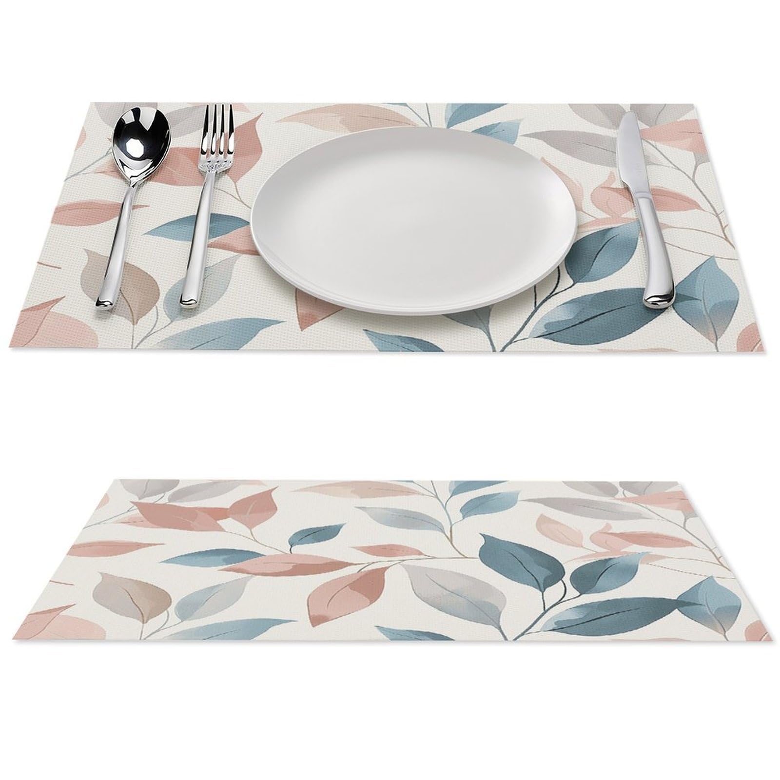 Lot de 6 sets de table en PVC motif feuilles lavables pour cuisine