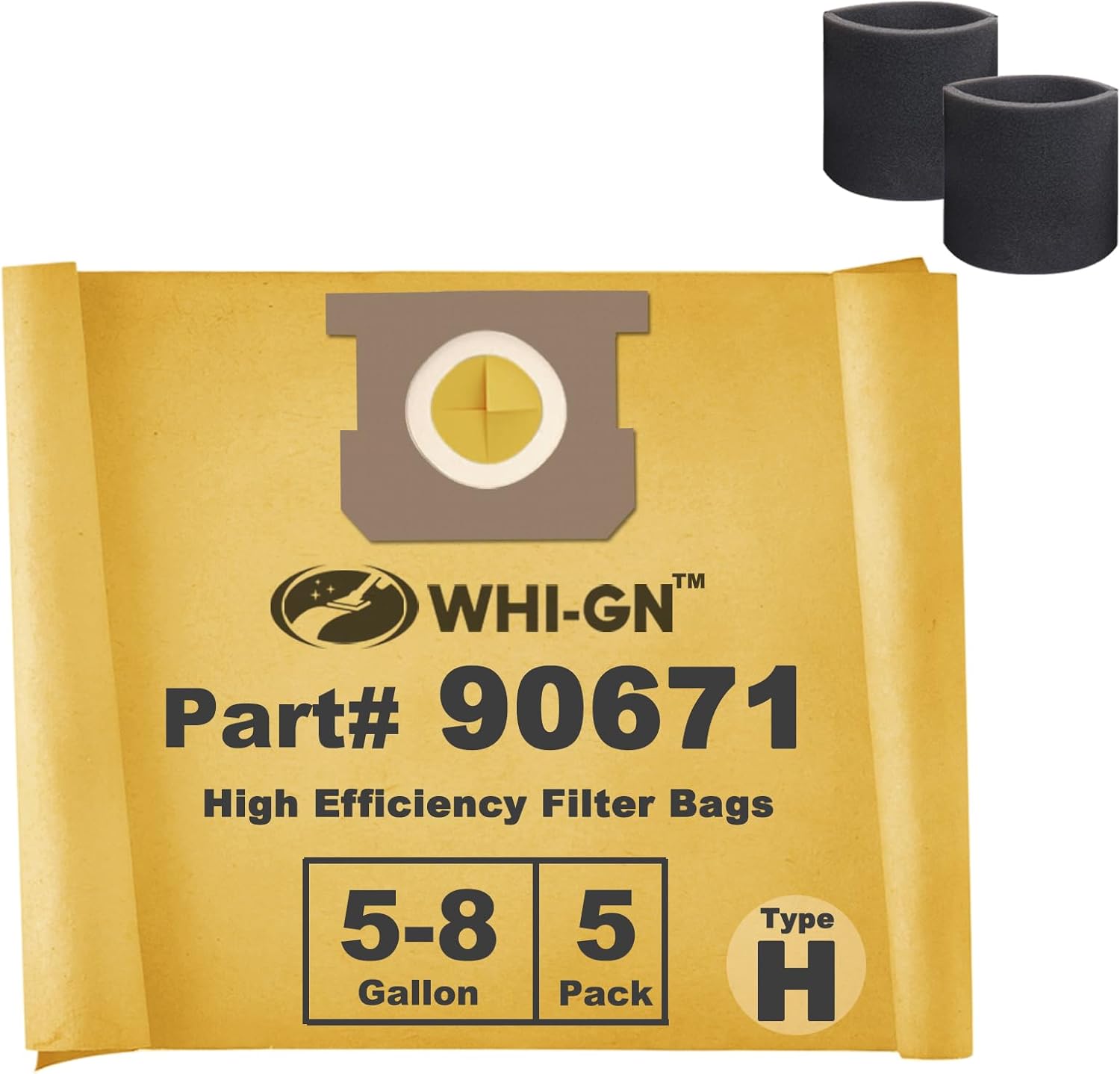 5 Pack Shop Vac Bags 58 Gallon 90671 Type H Double Layer High