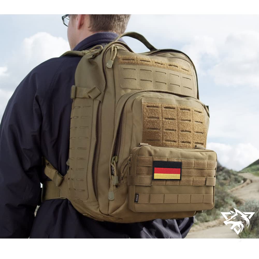 WYNEX Tactical Molle Admin Pouch, Aktualizacja materiału Półukryty zamek na 1000D Wytrzymały nylonowy EDC Etui Narzędzia Torba EMT Utility Map Kieszeń, IFAK Pack zawiera DE Patch Flag