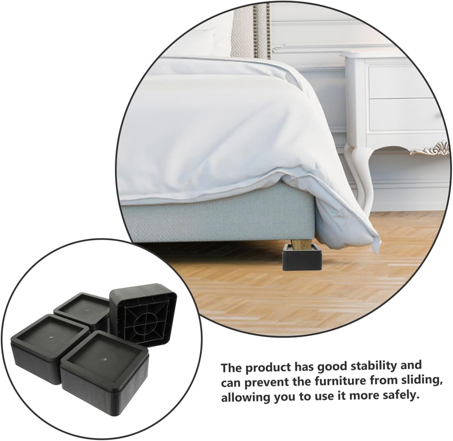 4pcs Adjustable Bed Risers Furniture Elevators with Anti-Slip Rubber Base for Couch Table and Chair Support Easy Installation for Home Dorm and Hotel Use