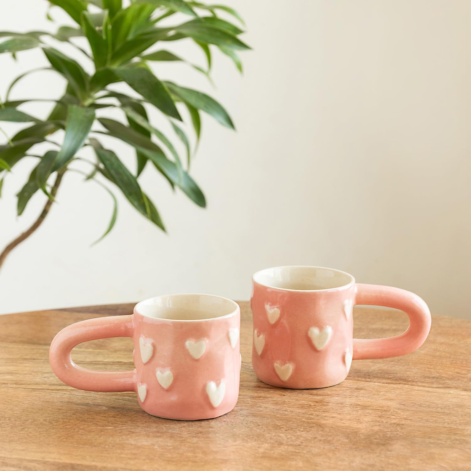 Colourful Hearts Ceramic Coffee Mugs - Set of 2 -10