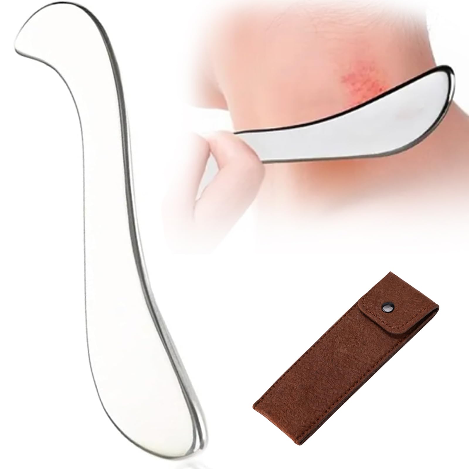 Gua Sha Edelstahl - Gua Sha Schaber - Grade Faszien Tool zum Reiben - Lymphdrainage Massagegerät - Ganzkörper Cellulite Massage - Linderung für verspannte Muskeln – in Beinen, Rücken und Nacken.