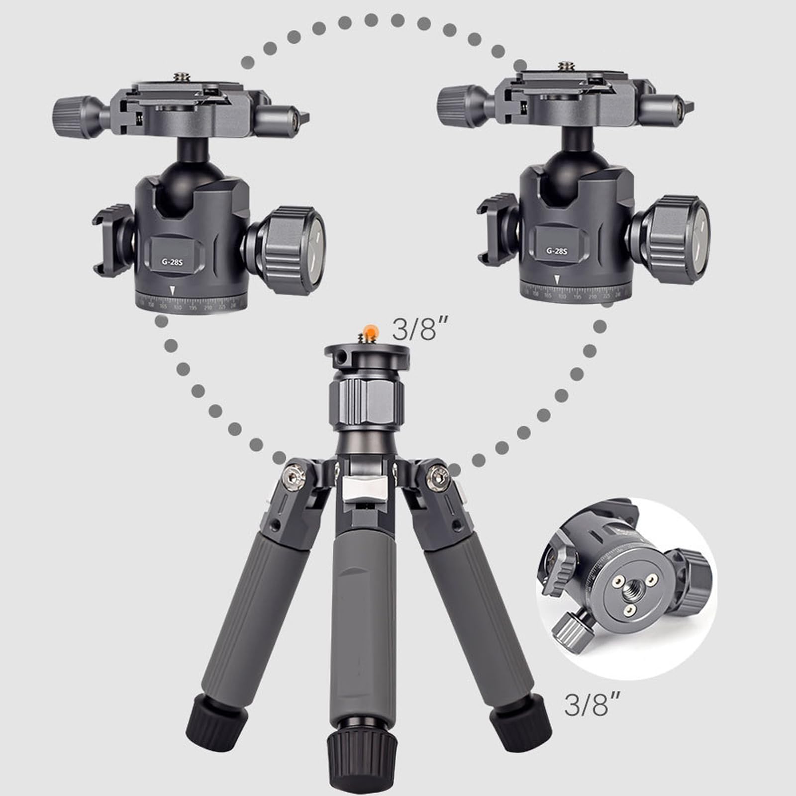 Treppiede a testa sferica per stabilizzatori fotocamera, portata 12 kg