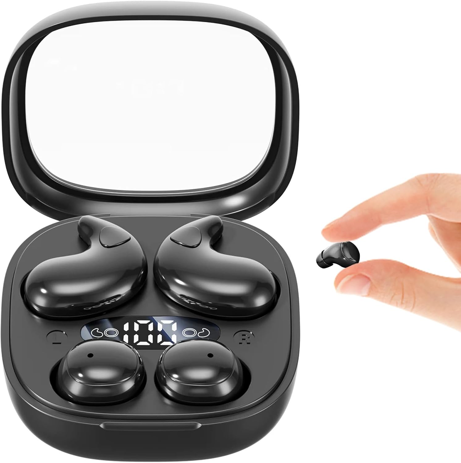 Mini Invisible Earbuds, Wireless Sleep Earbuds for Sleeping, Small Flat Hidden Earbuds for Side Sleepers, Discreet in-Ear Headphones for Small Ear Canals, Women & Work (Skin)