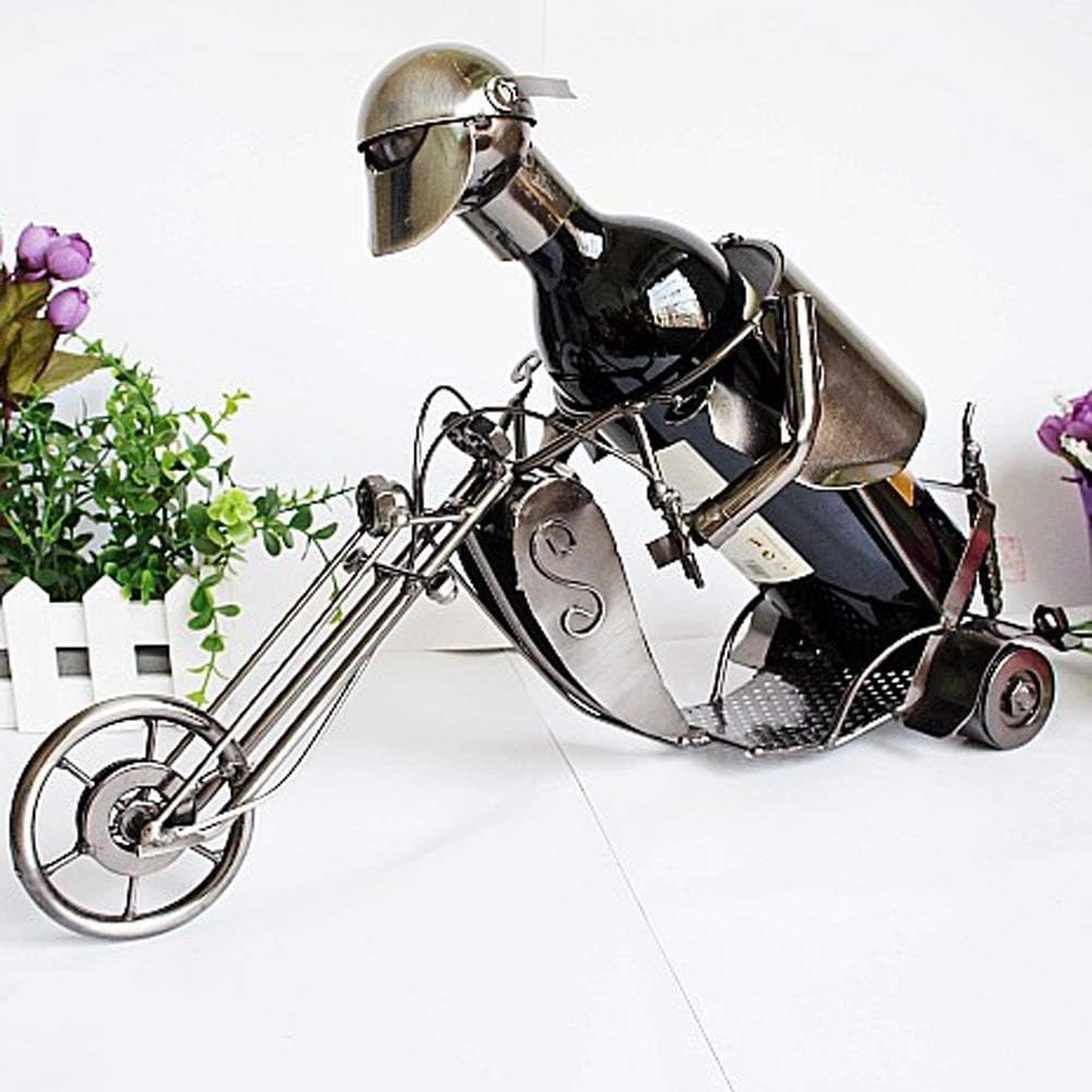 Sculpture Wine Bottle Holder Wine Holder Cork Container Home Decor Iron Craft Gift Handicraft Ornament Tricycle Wine Racks Collections Iron Wine Racks