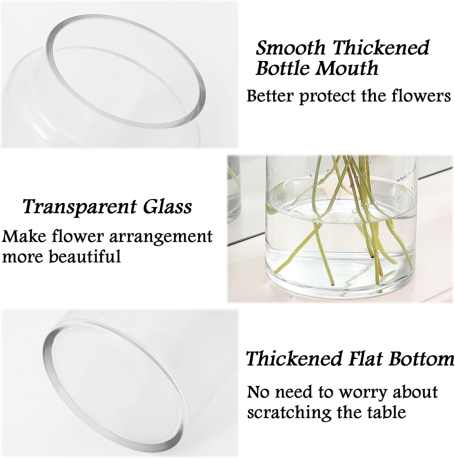 Large Glass Vase, 9 Inch Flower Vase, Clear Vase, Glass Flower Vase for Bouquet, Tall Vases, Wide Mouth Vases for Flowers, Large Vases for Home, Wedding, Living Room, Office Decor - Image 6