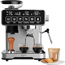 Cafeteira Espresso Profissional, 1260W, 20 Bar, Inox Premium, Moedor Integrado, Display Digital, Semi-automática, Uso Doméstico/Comercial, 220V