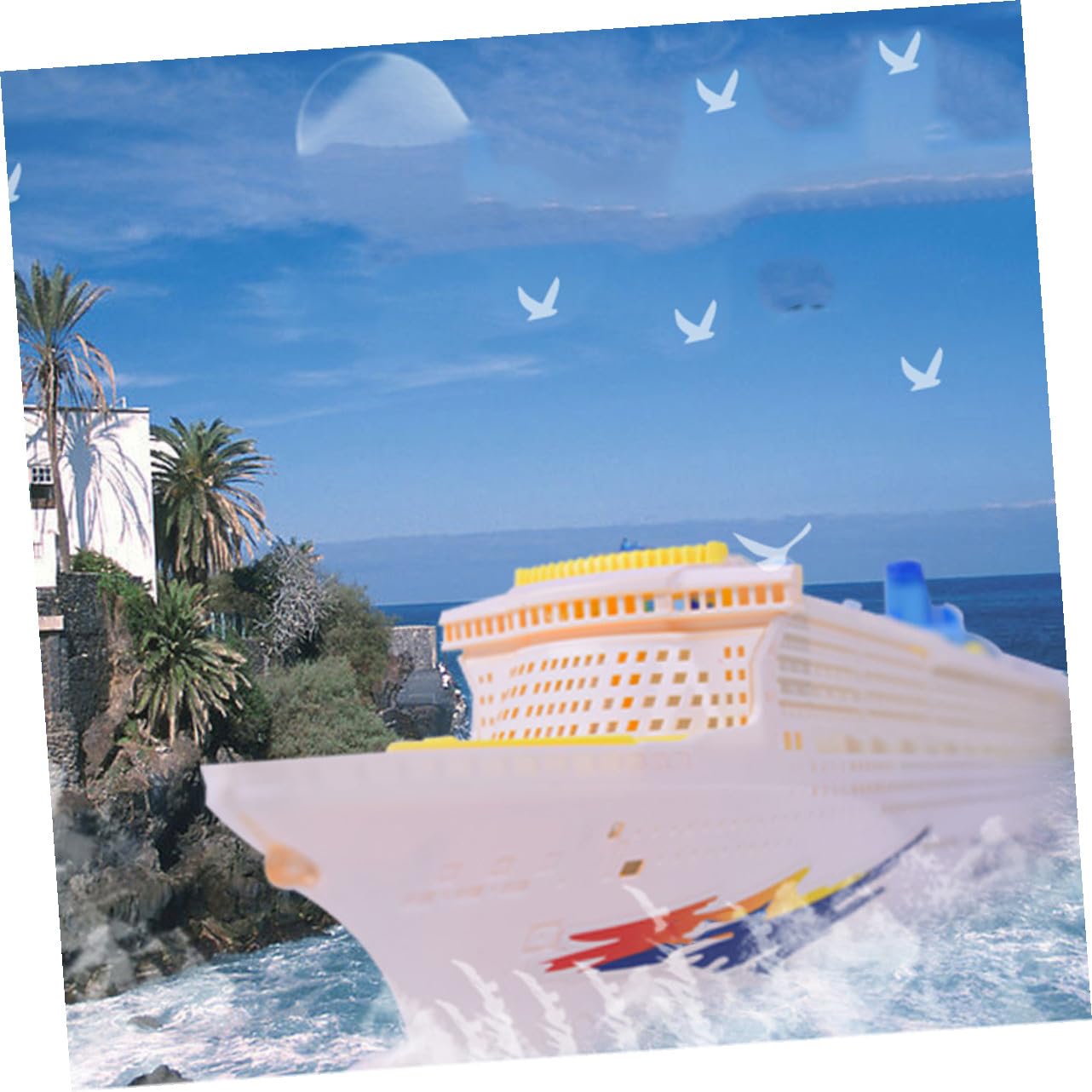 Abaodam Giocattolo Nave da Crociera Elettrica Luci LED e Suoni | Riproduzione Miniatura Ocean Liner in Plastica, per Ragazzo Ragazza e Ragazzi, Mini Giocattolo