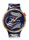 Swatch Casual Watch Unisex Blue Bio-sourced Quartz Blue and Golden Lithe Dancer
