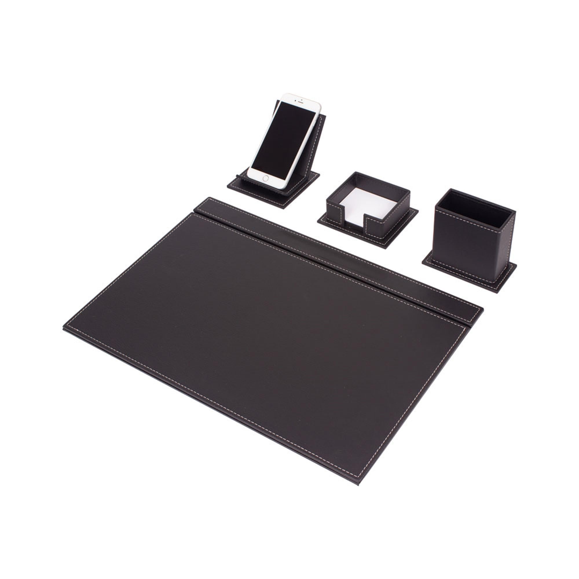 Set da scrivania in pelle, accessori per casa e ufficio, articoli da scrivania, set da scrivania in pelle, accessori da scrivania da lavoro, organizer da scrivania, 4 accessori, 4 pezzi