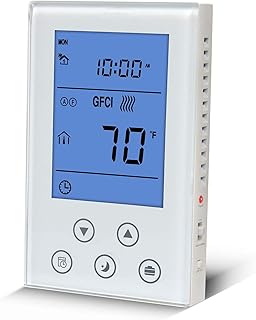 Programmable Thermostat for Radiant Underfloor Heating, Dual-Voltage(120/240v), Dual Sensing(Air and Floor Sensor) Built-i...