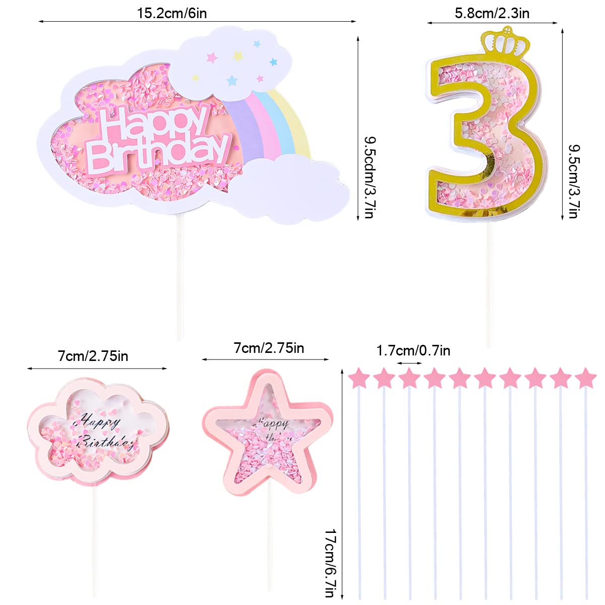 Taartdecoratie engel baby verjaardag taart regenboog Happy Birthday
