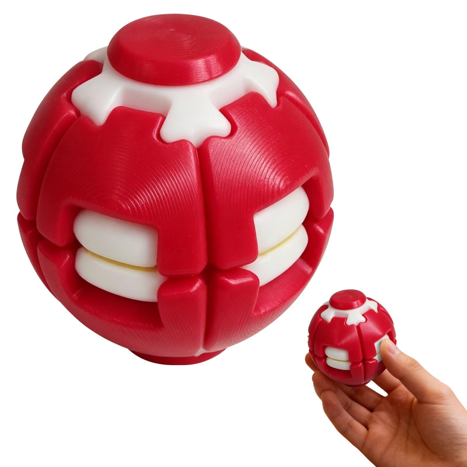 Fidget Spinner, Fidget Toys - 2 In 1 Press & Auto Rotate Decompression Toy, Dual Form Freely Switchable, Pocket Portable Fidget Spinner For Anxiety Relief (Red-White)