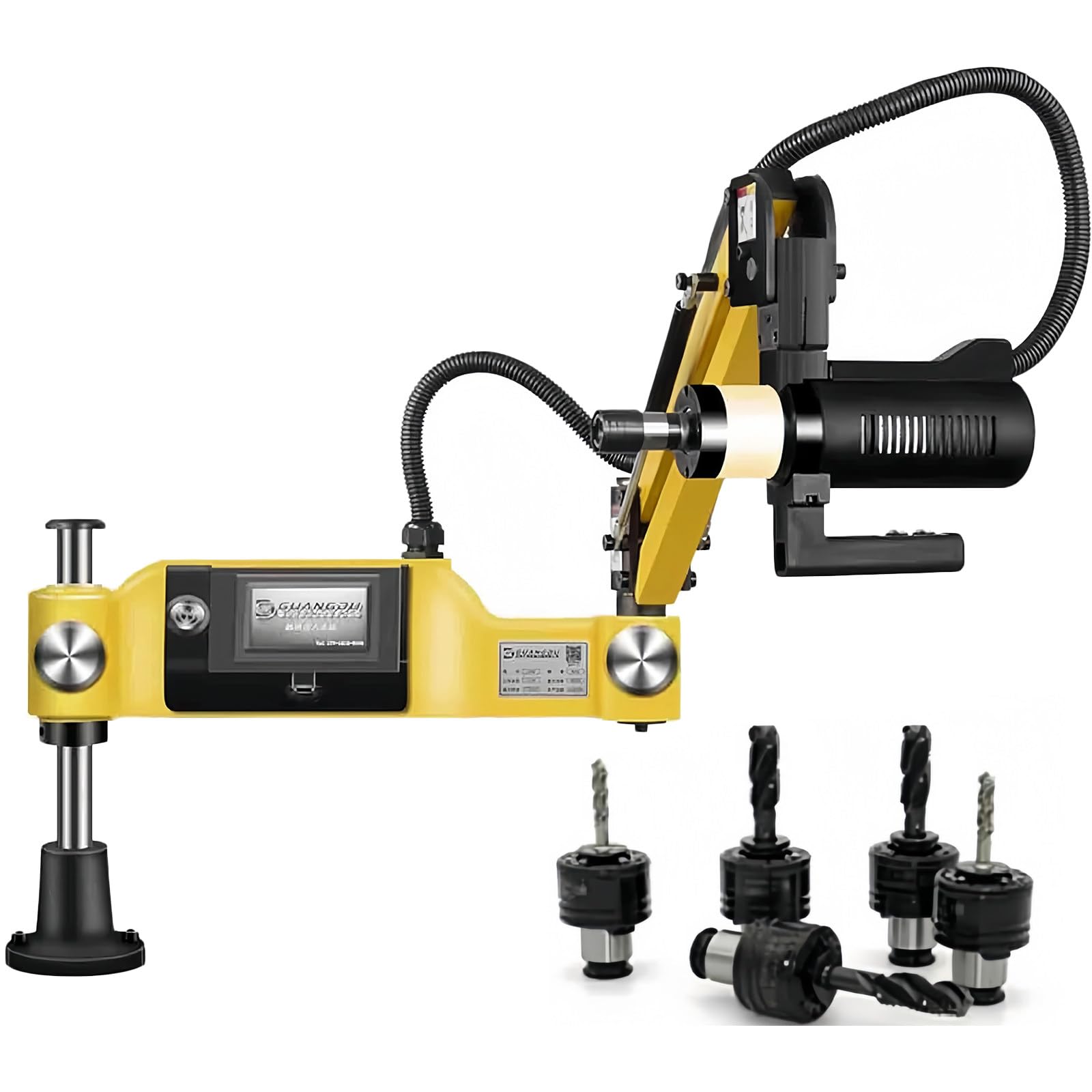 Fablestoryem Electric Tapping Machine, Electric Tapping Arm With 312Rpm, 1000Mm Flexible Tapping Arm, Vertical Type Air Tapping Machine, Drilling Tapper, Intelligent Touch Screen, 8Pcs Collets(M3-M16),220V