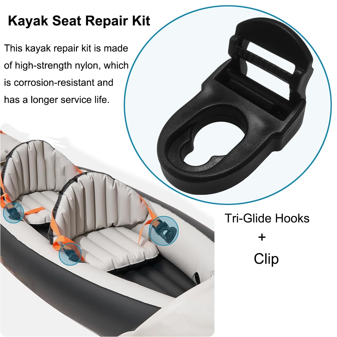 Popbee Kayak Seat Repair Kit (Clips And Hooks) Compatible