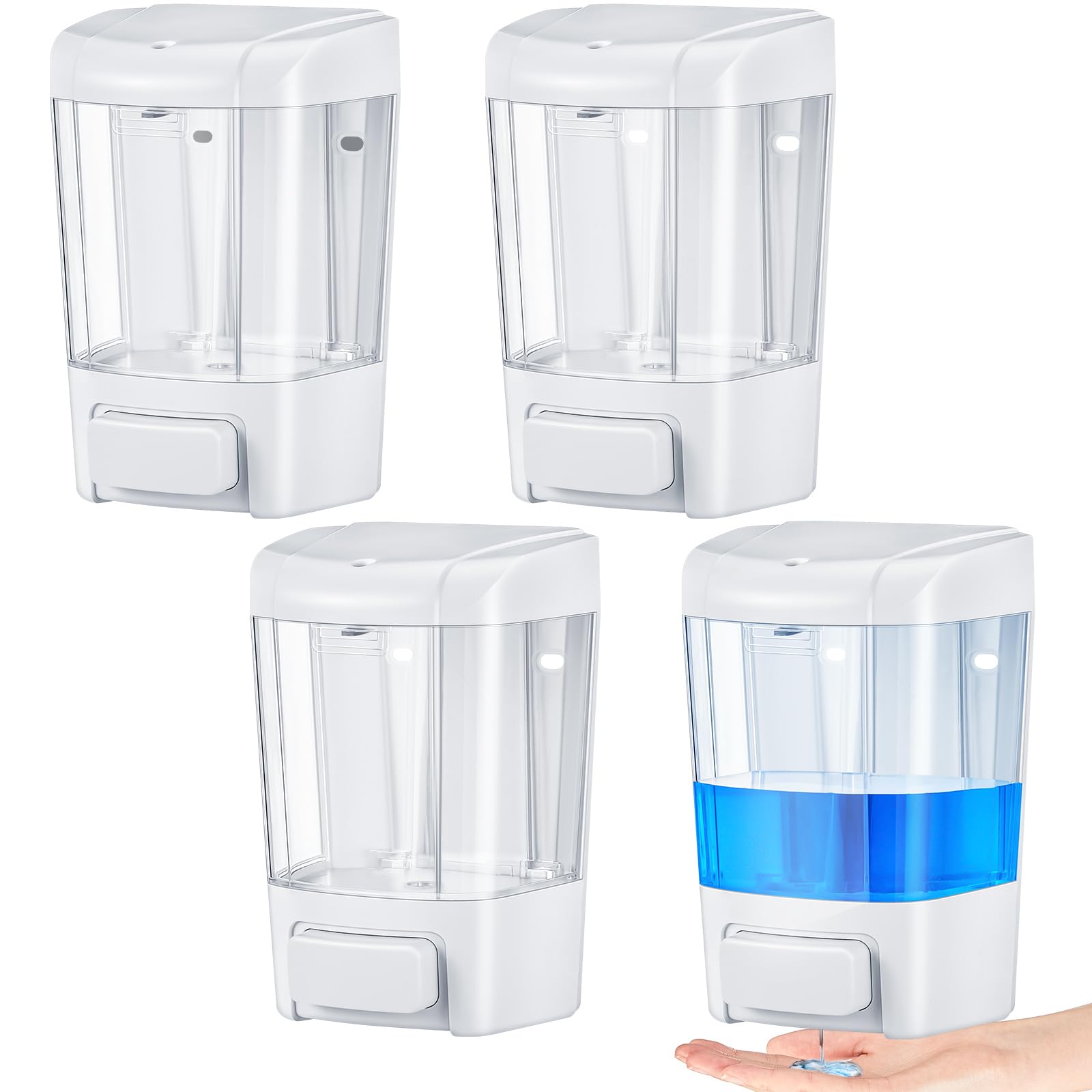 Hushee 4 Pcs Wall Mounted Soap Dispenser,27 Oz 800 Ml,White