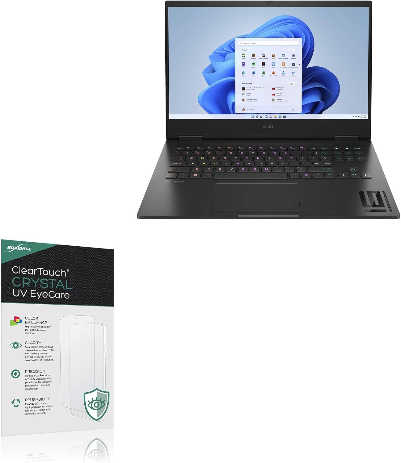 BoxWave Screen Protector Compatible with HP Omen 16 (16-xf0087nr) - ClearTouch Crystal Anti-UV EyeCare (2-Pack), Filters Out Harmful Blue Light Reduce Fatigue