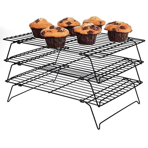 Abizarch 3-Tier Cookie Cooling Rack, 13.4“x9.4" Collapsible Baking Cooling Rack,Stackable