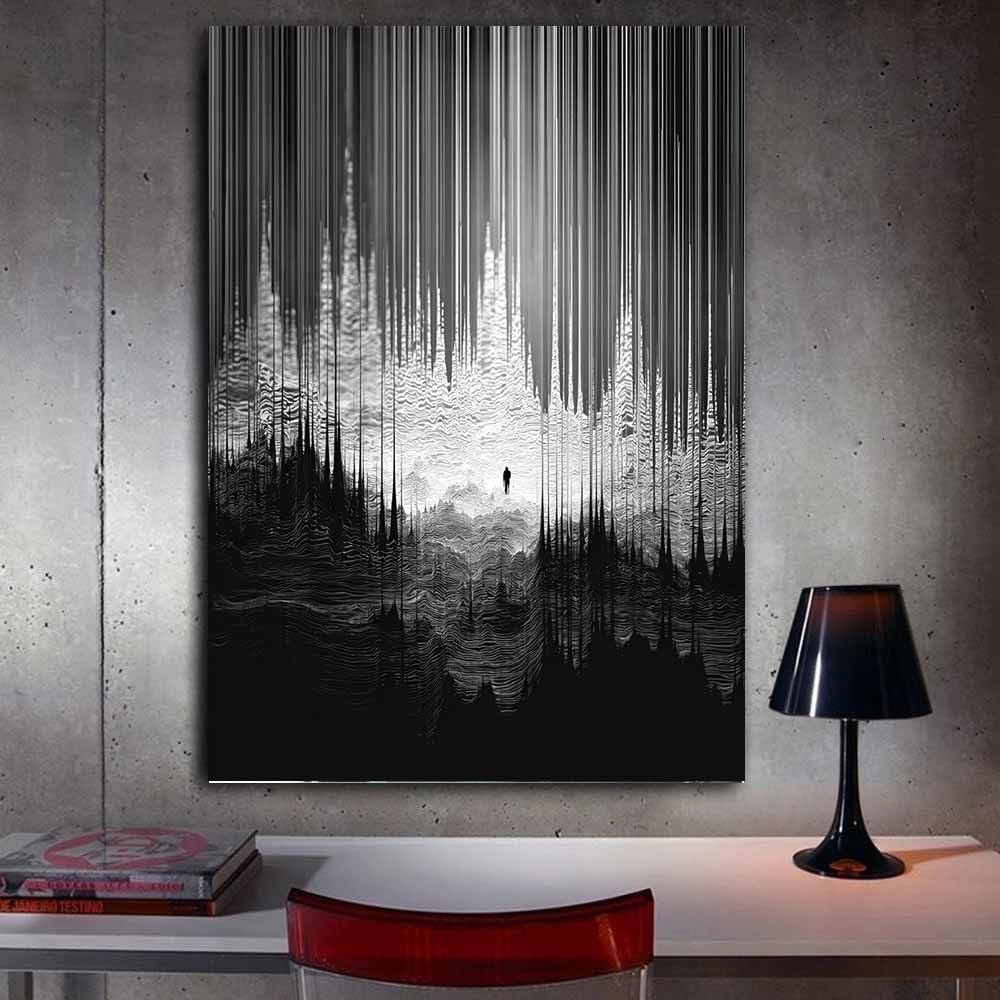 PUQAAEO Arte de pared en lienzo Figura decoración abstracta moderna para habitación,para baño,sala de estar,dormitorio,oficina,pasillo,（negro-80x120cm Sin marco