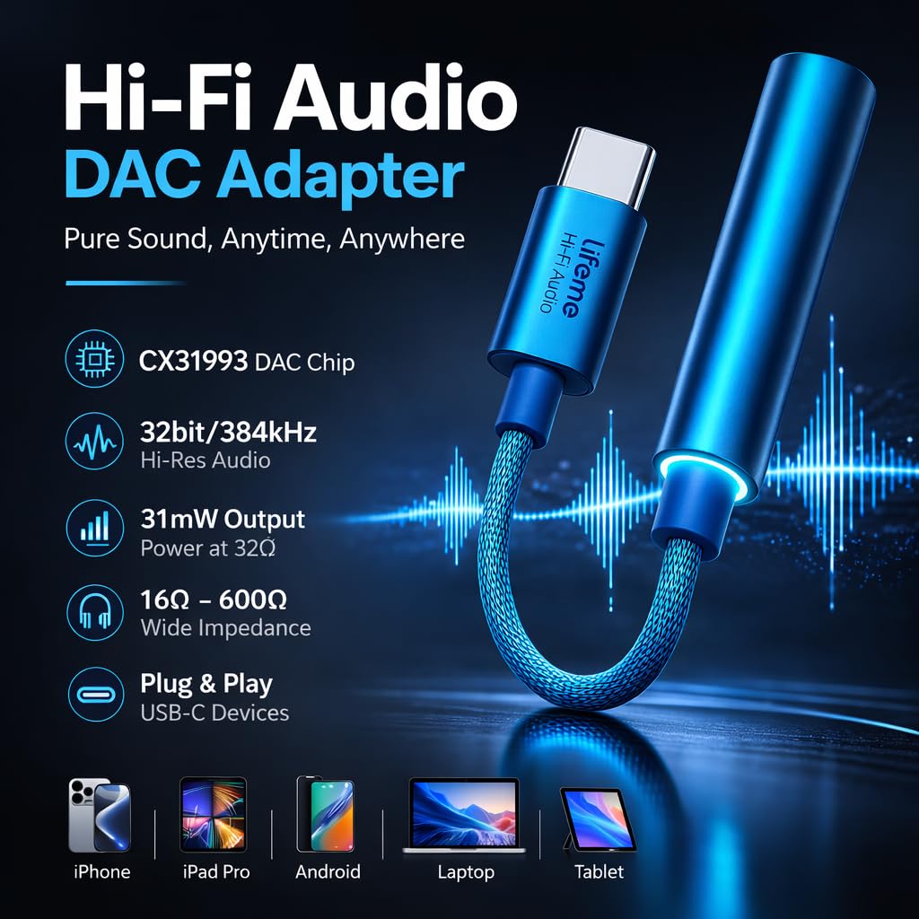 Amazon.com: Meizu Lifeme HIFI3 USB C to 3.5mm DAC Adapter, CX31993