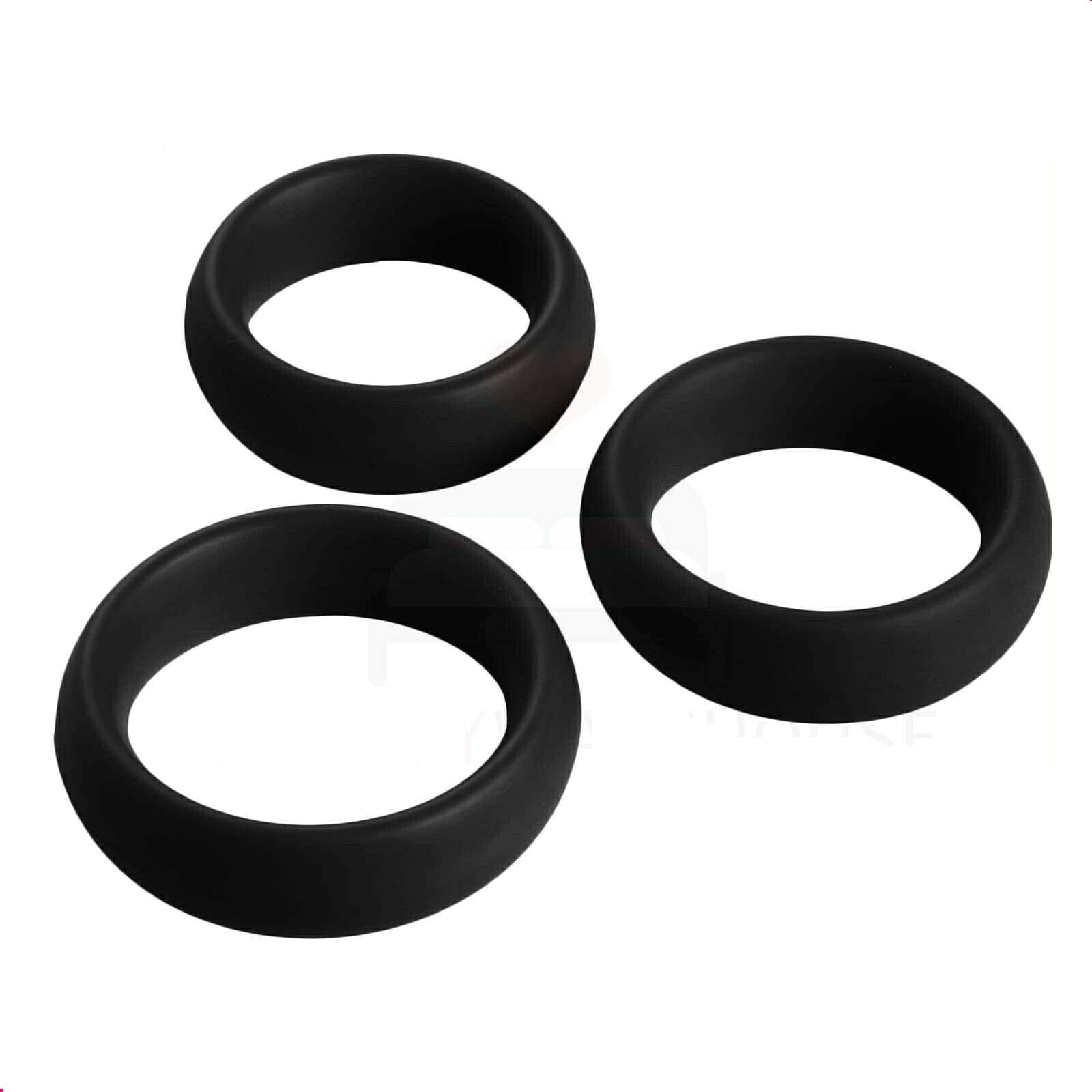 3 Piece Silicone Strong Cɔ-Ck Ring Set Black