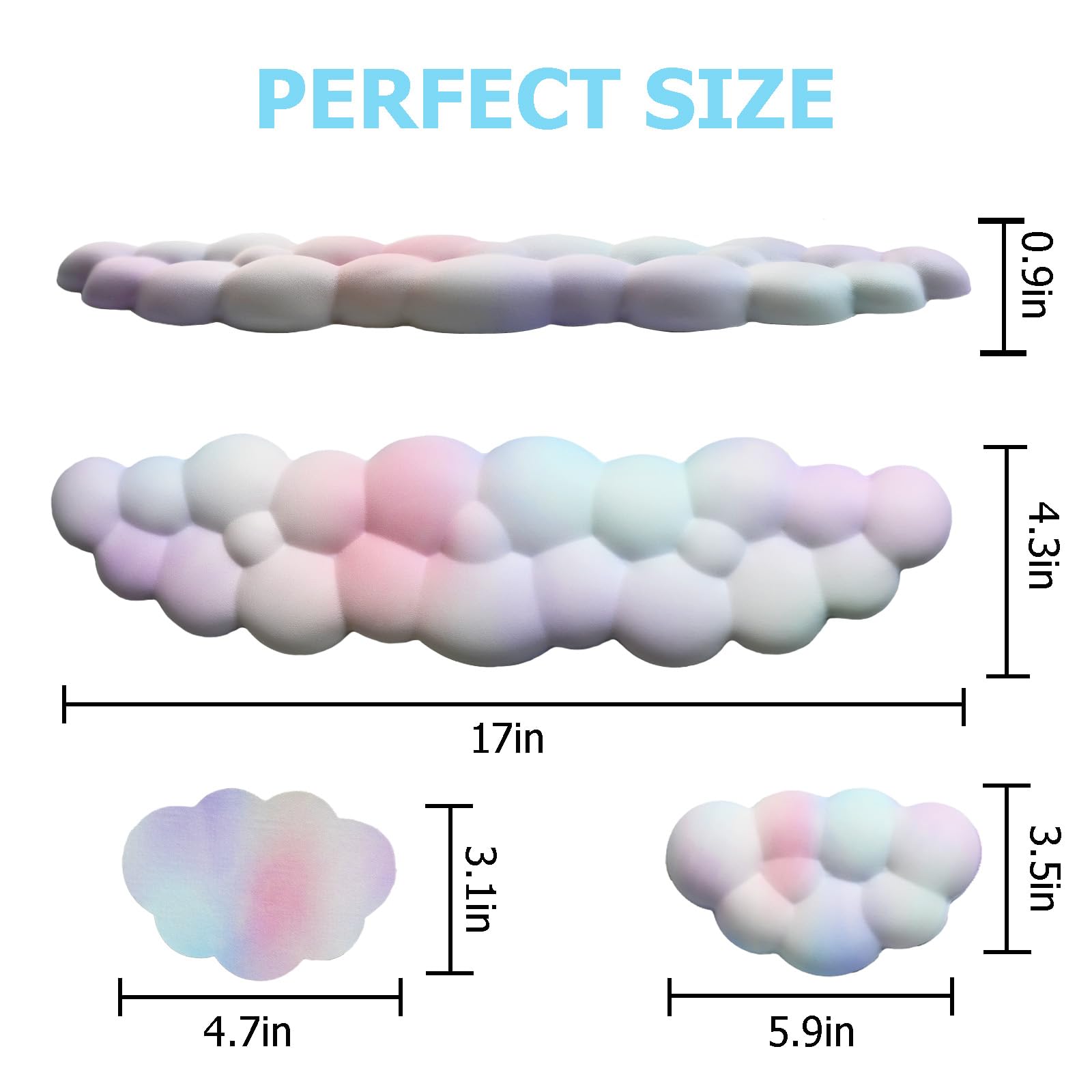 Teclado con reposamuñecas de piel sintética, soporte de muñeca de espuma viscoelástica para teclado de computadora, almohadilla ergonómica y bonita almohadilla de mouse para juegos, oficina
