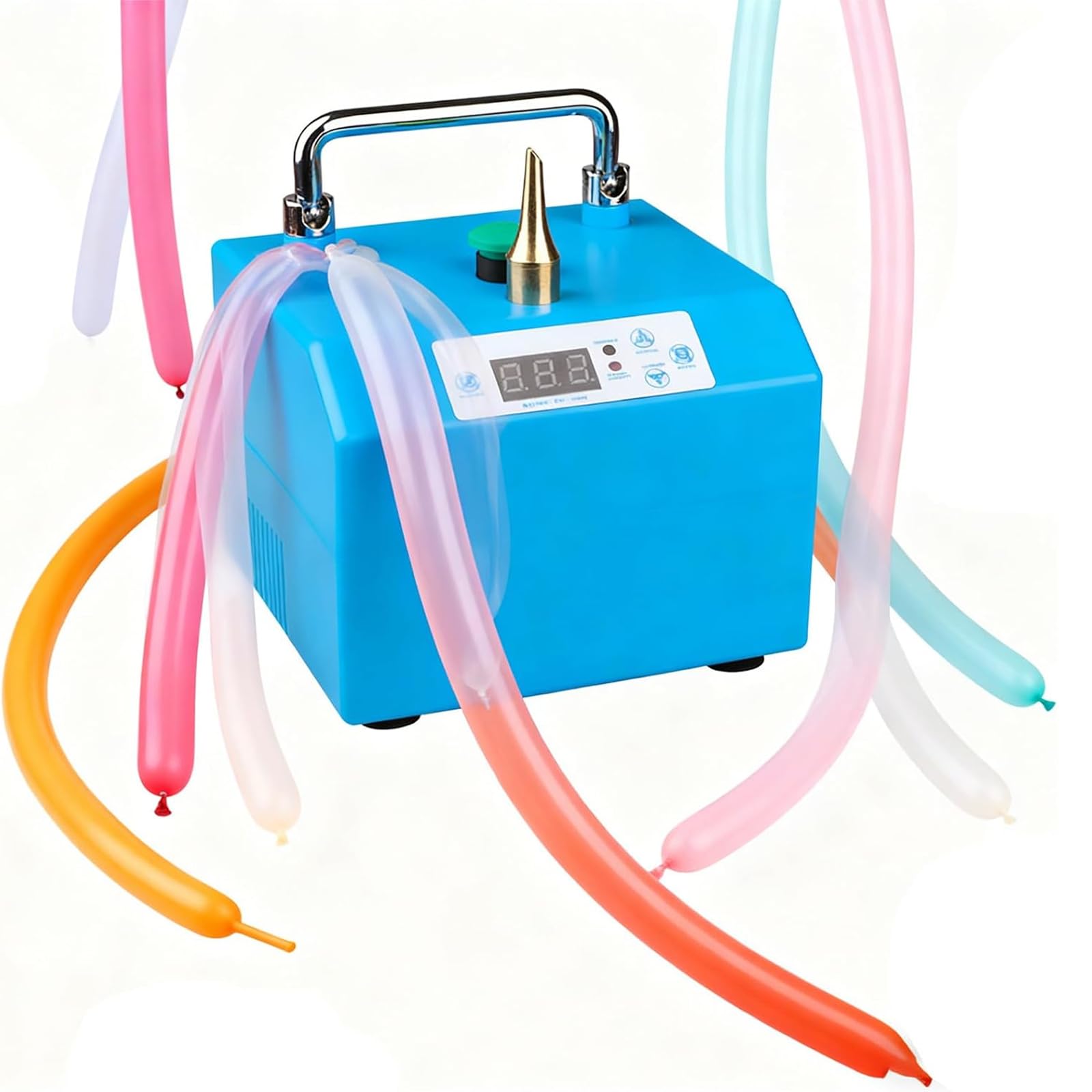 Pompa elettrica per palloncini, gonfiatore portatile con timer e controllo a pedale, collega 2 unità, intervallo di temporizzazione 0,1-9,9 S, ad alta efficienza per decorazioni ed eventi per feste