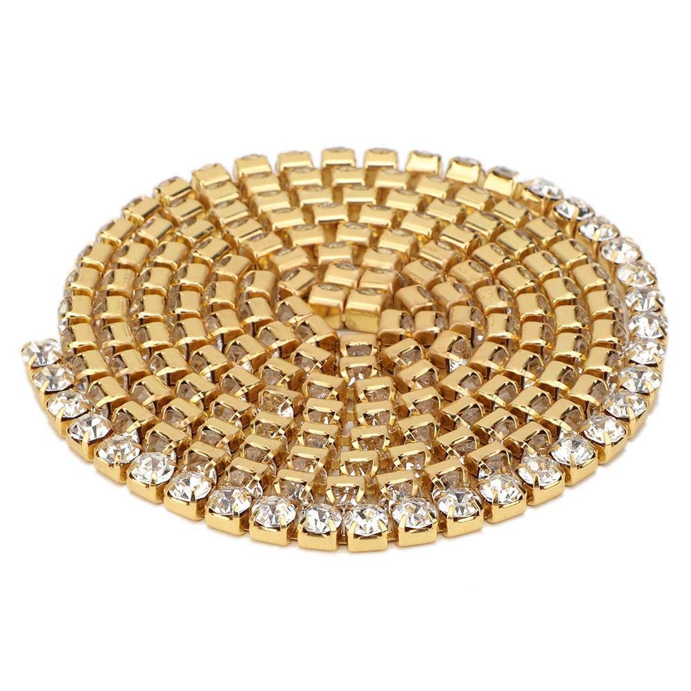 Nastro di da 10 Iarde, Rotolo di Rifinitura a Catena in Cristallo di Diamante in Resina per la Decorazione di Cucito della Festa Nuziale del Mestiere Fai-da-te(4mm-Oro)