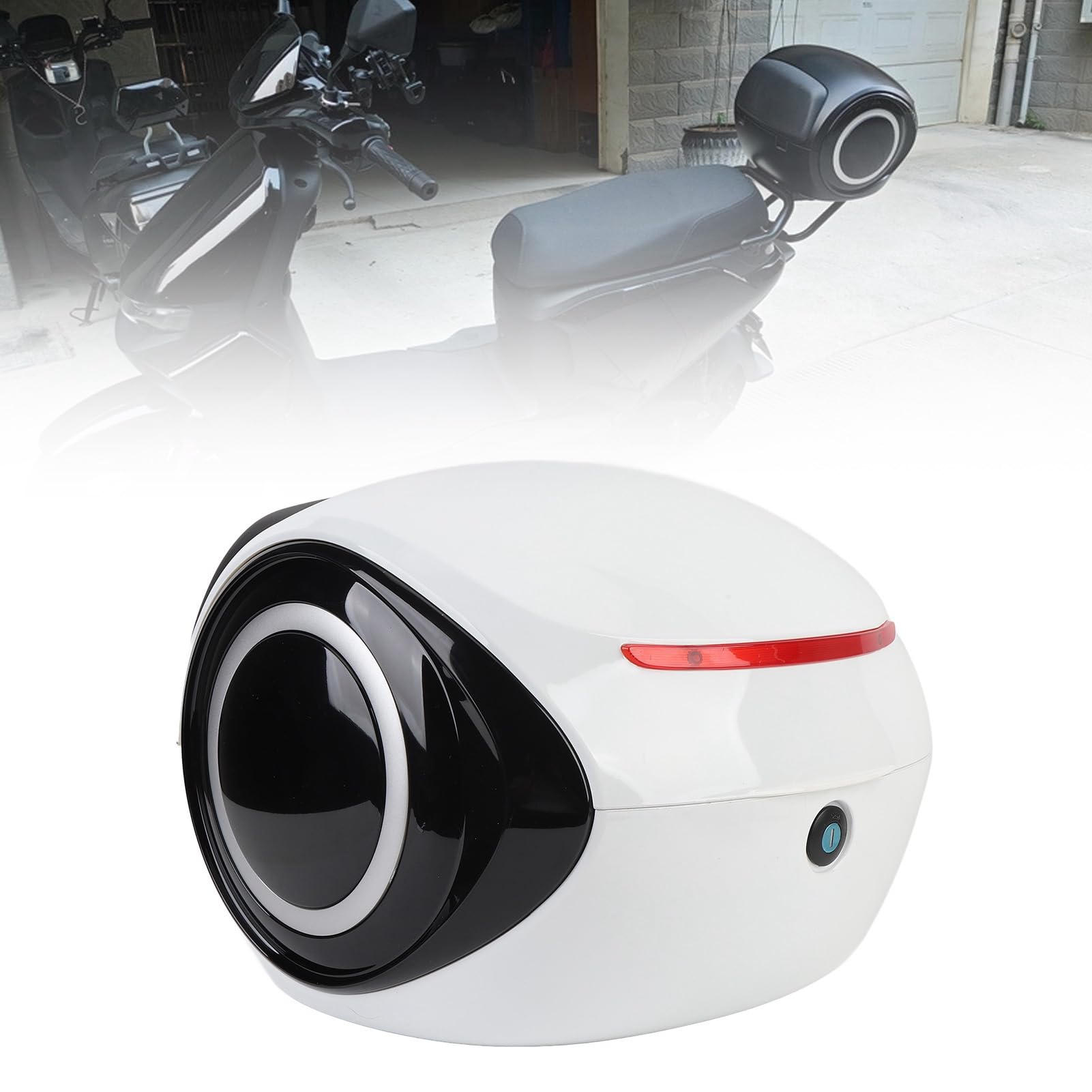 Dioche 32L 32L Top Case de Moto ABS Top Case - & Preuve Portable pour Motos, Scooters et Vélos Électriques - Design Sportif avec Fonctionnalités Améliorées (White)