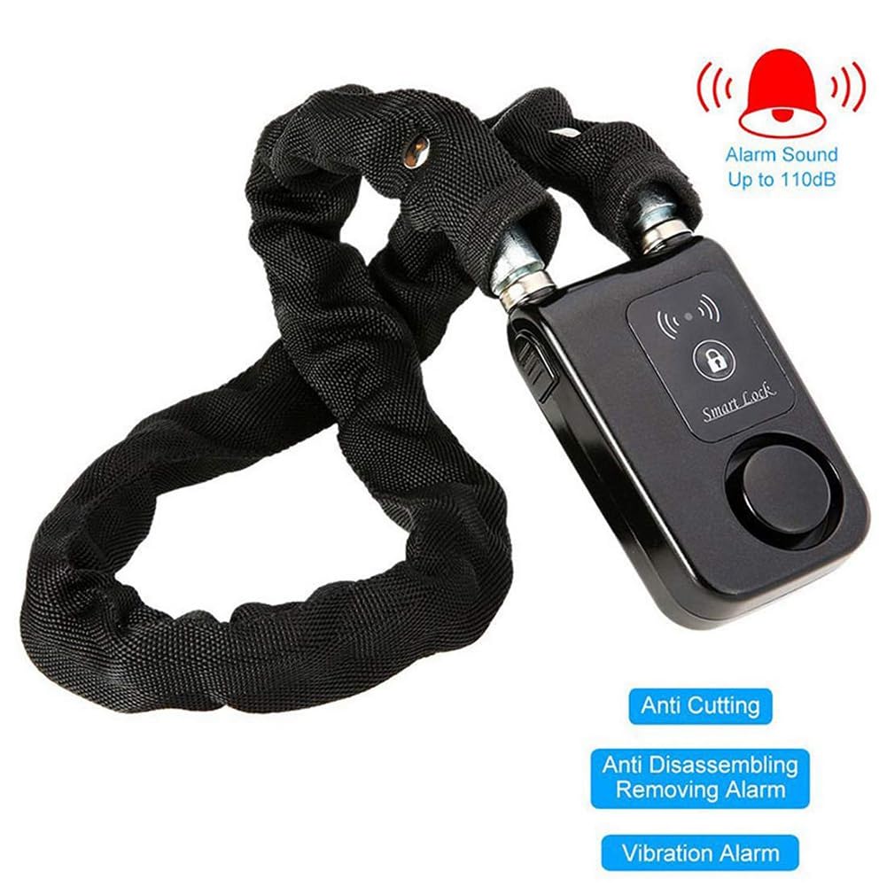 Keyless Chain Lock Bluetooth Bike/Motorcycle Gate/zamek do drzwi, alarm antykradzieżowy, 110 DB, aplikacja na telefon, kontrolowana, czarna