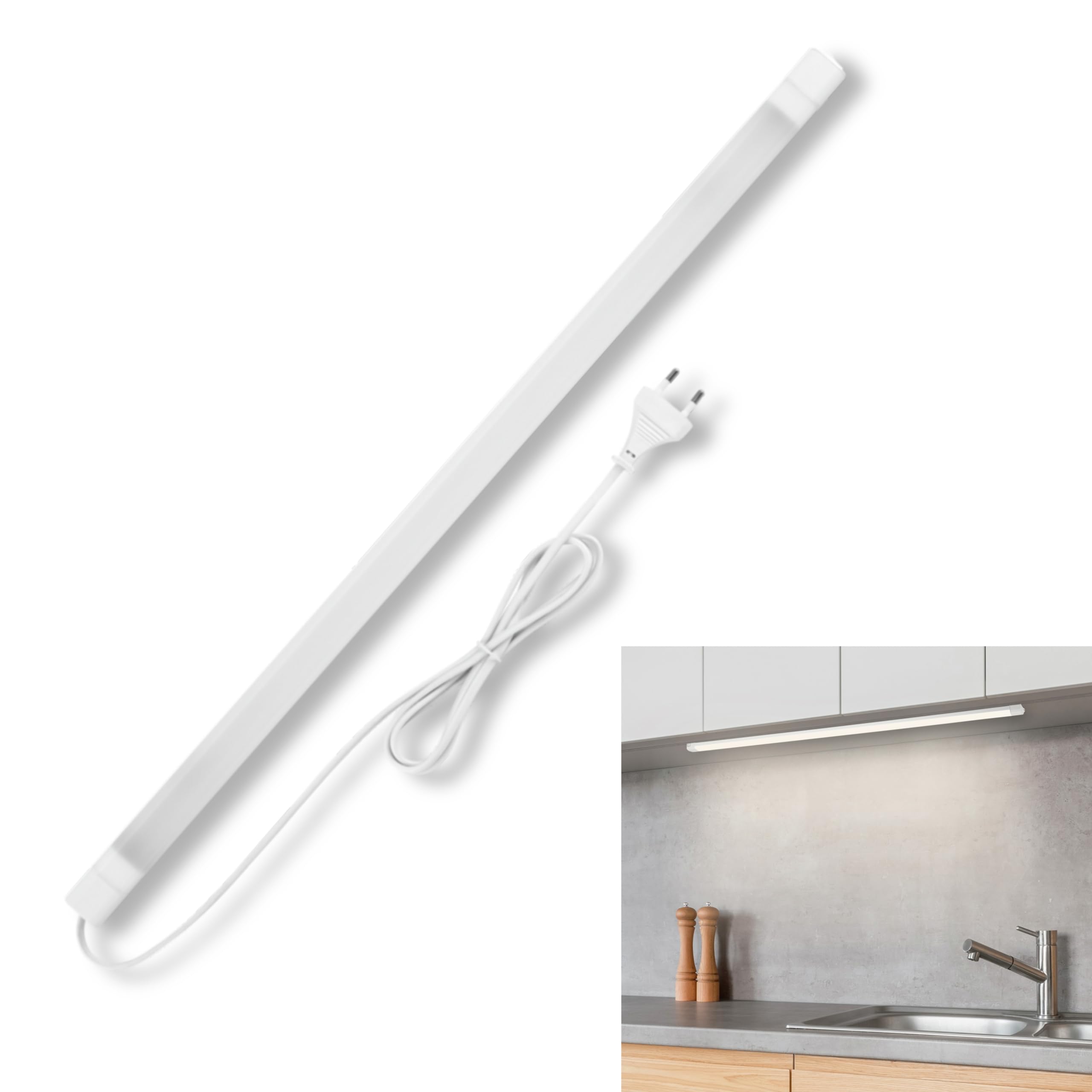 REV Unterbauleuchte Küche LED V600 - Schrankbeleuchtung 60cm, 20.000h, LED Leiste 8W, 600lm, 3000K, weiß