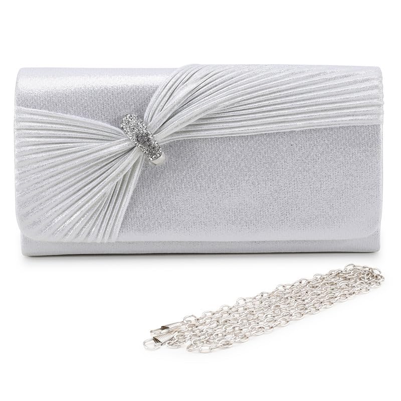 ZEVORA Womens Framed Foldover Clutch | Detachable Chain Sling Strap | Ladies Purse Wallet 09A SILVER (22X12 CM) (B0CZ45TY8H) Amazon Price History, Amazon Price Tracker