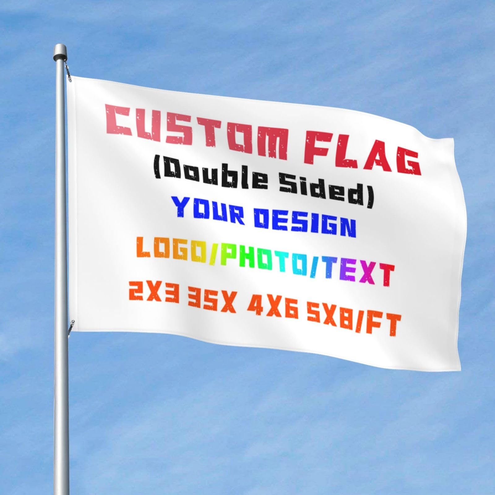 Custom Flags & Banners for Outdoor - Personalised Flag with Your Own Design, Add Your Own Photo/Text/Logo Ideal for Business Holiday Home Decorations,Camping Flag Yard Sign, 3x5Ft, Double Sided