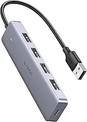 UGREEN Hub USB 3.0 4 portas com porta alimentada tipo C, extensor USB compatível com MacBook Mac Pro Mini iMac Surface Pro XPS IdeaPad MateBook X Pro, notebook, PC, USB, HDD móvel