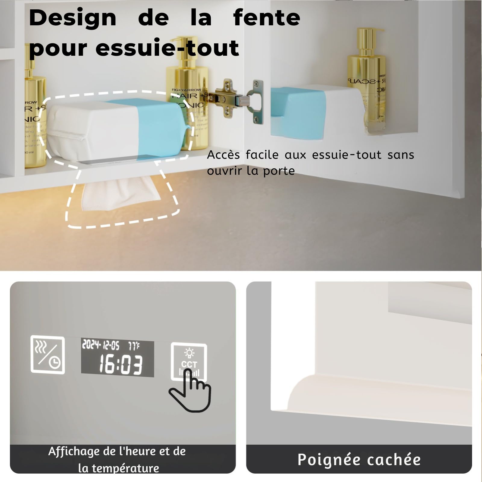 LEADZM LED Beleuchtetes Badezimmer Medizin Spiegel Kabinett Stufenloses | Stromausfallspeicher, Steckdosen & 2 USBs (80 x 70 m)