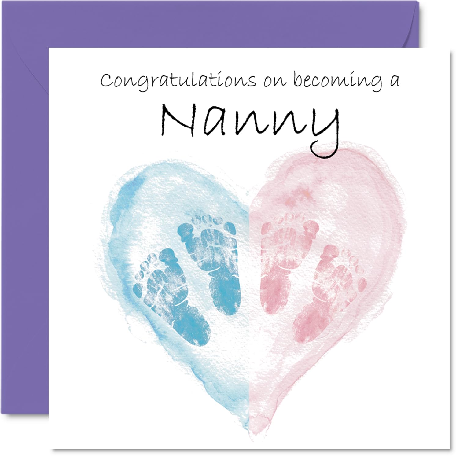 New Baby Unisex Card for Nanny - Twins Congrats Becoming - Well Done Congratulations Card for New Nanny, 145mm Welcome To The World Greeting Cards