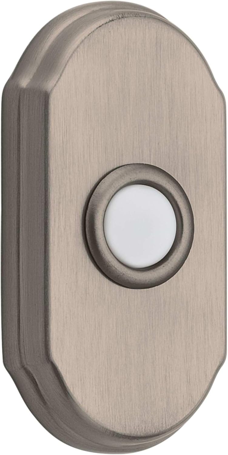Baldwin 4862 3" x 1-1/2" Illuminated Arch Door Bell from The Estate Collection - Lifetime Satin Nickel