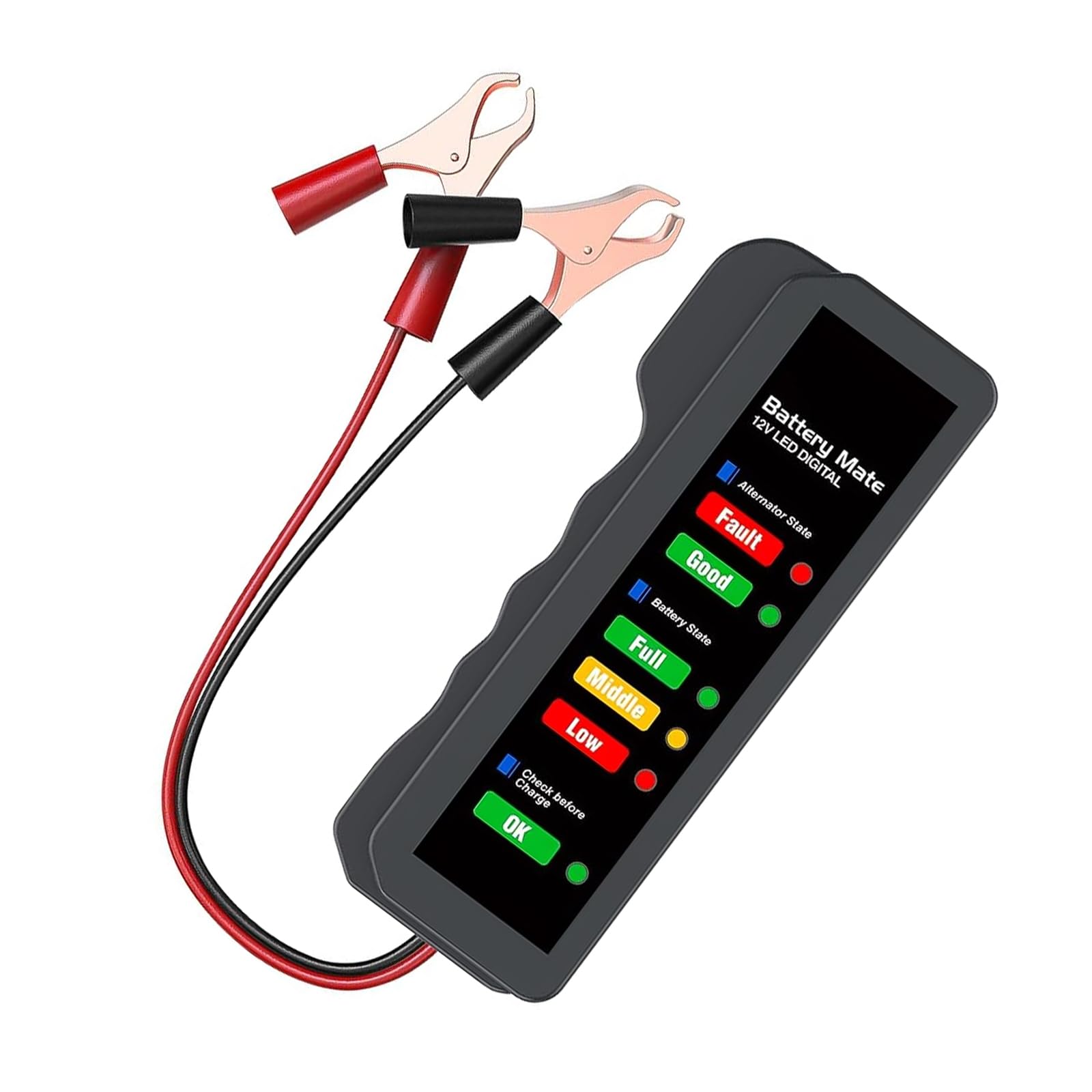 12V Car Battery Tester and Alternator Tester, 12 Volt Car Digital Alternator Tester, Battery Checker, Car Charging System Analyzer with LED Indication, Suitable for Car, Truck