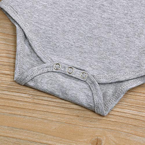 Mini honey 2Pcs Infant Twins Baby Boys Girls Short Sleeve Letter Print Romper Bodysuit Summer Outfit Clothes (0-3 Months, Gray)