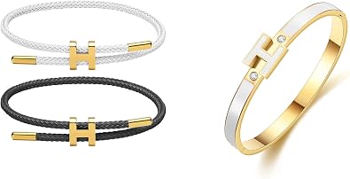 H Rope Bracelets Set and H Bangle White