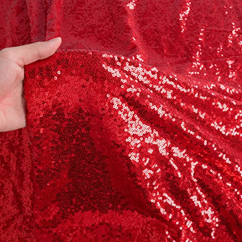 Tissu pour la couture 1 yard tissu pour la couture Sequin tissu robe tissu broderie tissu fait main tissu rouleau de tissu à paillettes tissu à paillettes pour robe à coudre (1 Cour, Rouge)