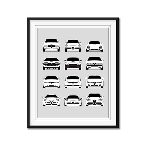 Miniatura 6 de Alfa Romeo Generations Inspired Car Poster - Handmade Print of Alfa Romeo - GreenWhiteRed, 24x36" Metallic Print (Unframed)-Perfect Gift Car