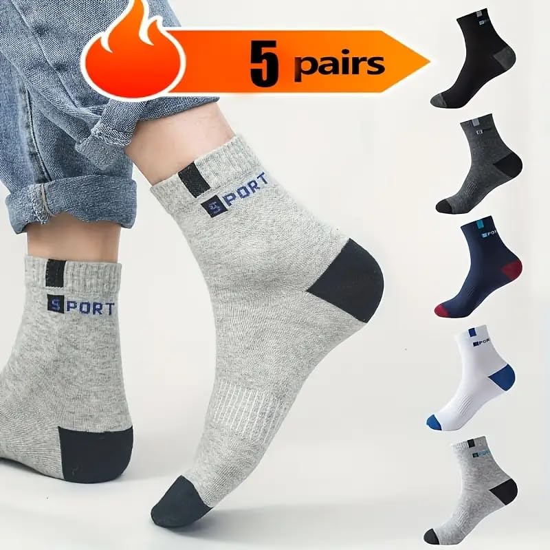 5 pairs of men's/women's low-top ankle socks, thin sports casual socks (black)3