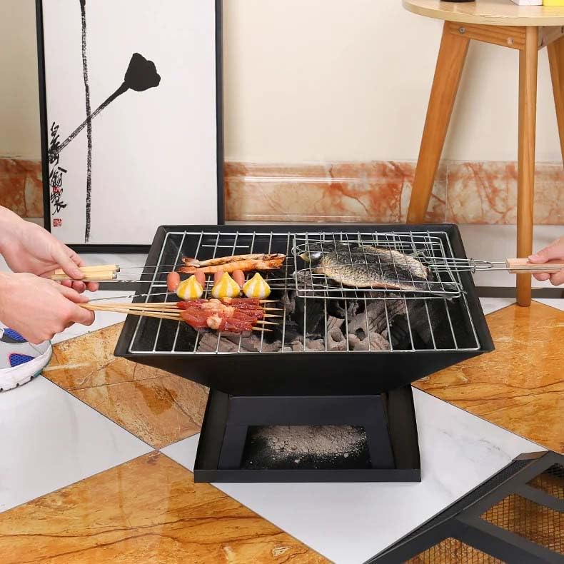 Grill do paleniska, regulowany ruszt do grilla, wielofunkcyjna stalowa miska na kemping na świeżym powietrzu, do ogrodu, na patio, do grillowania na podwórku i ogniska