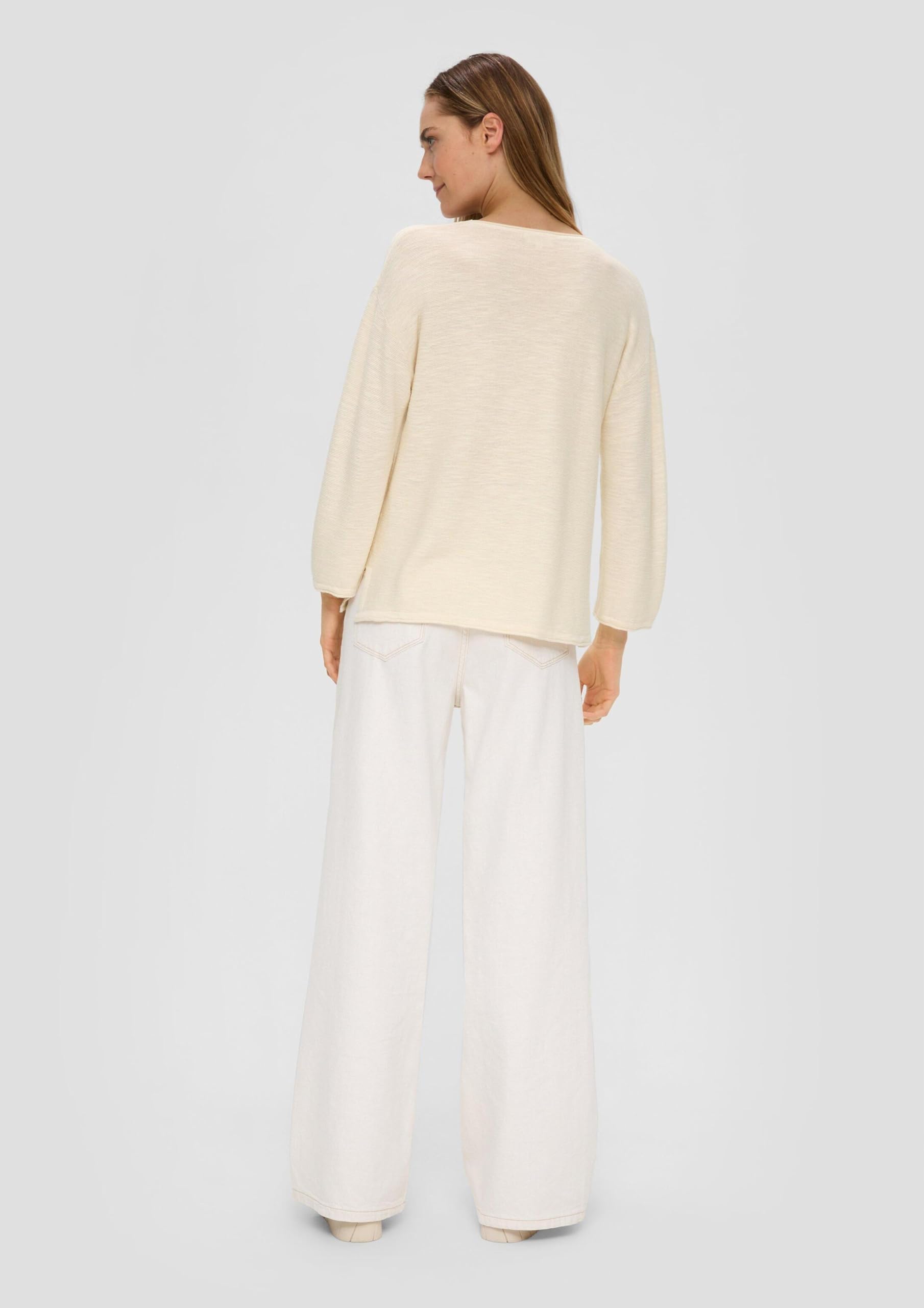 s.Oliver Feinstrickpullover aus Leinenmix mit U-Boot-Ausschnitt