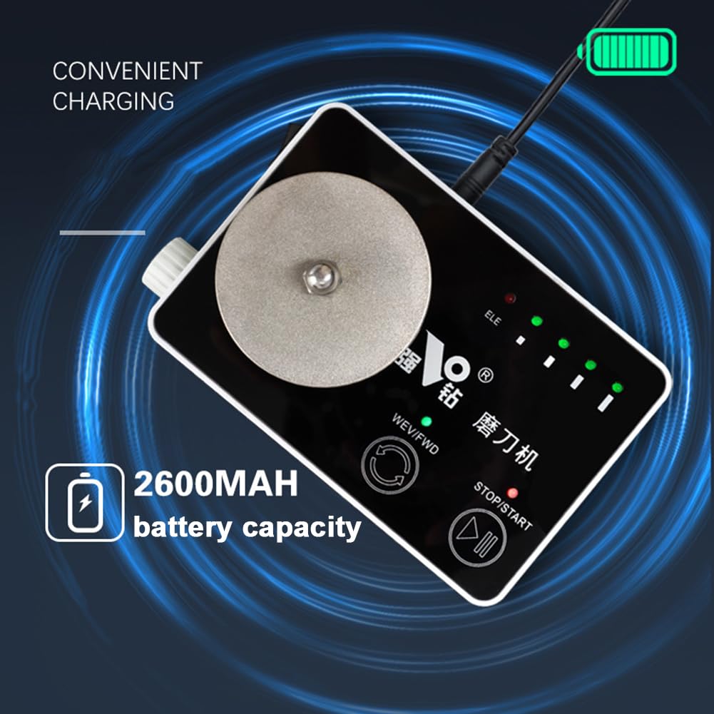 Affilacoltelli Elettrico, Affilatrice Multifunzione da 40 W con Piastra diamantata, Affilalame Portatile Wireless con Regolazione dello Sterzo e Potenza della visibilità