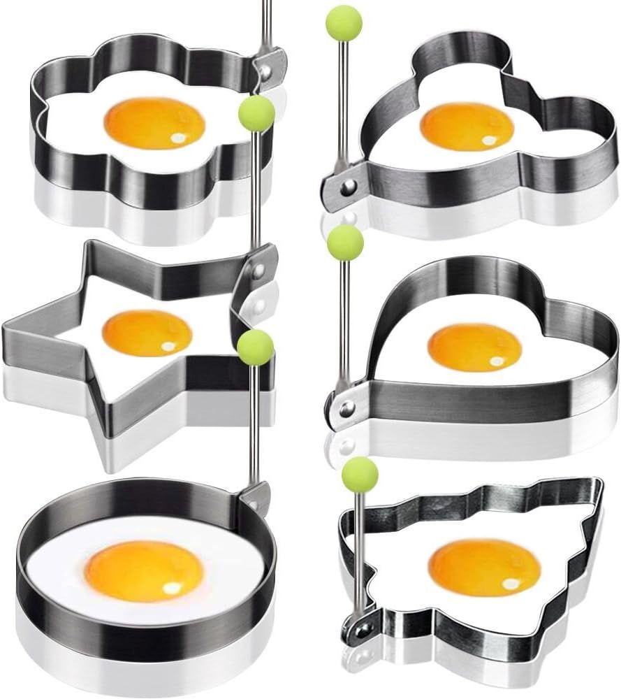 6 stainless steel frying ring, non-stick egg rings, cooking egg, fried pancake, omelettes mould, rings kitchen tool pancake rings