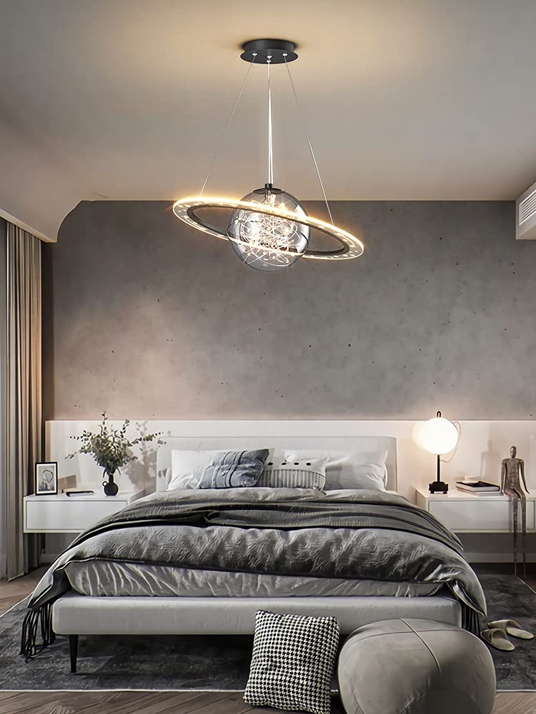 Nowoczesna Lampa Wisząca Led, żyrandol W Kształcie Kuli Z Przezroczystego Szkła, Okrągła Oprawa Sufitowa Do Jadalni, Sypialni, Wyspy Kuchennej, Kawiarni Black M