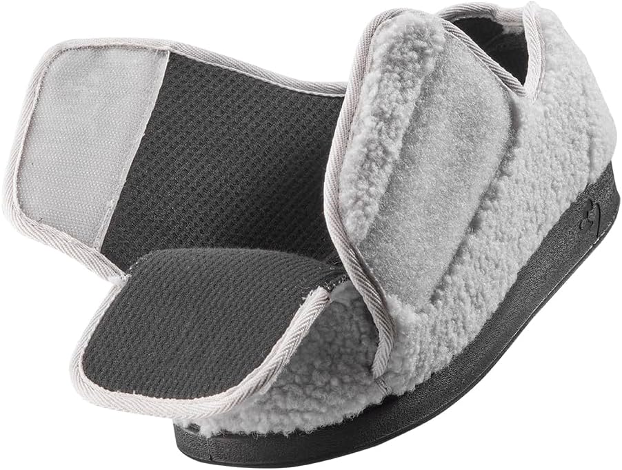 Silvert's Adaptive Clothing & Footwear Silverts Women's Extra Wide Adjustable Slippers Easy Closure Diabetic House Shoes Non Slip Comfort